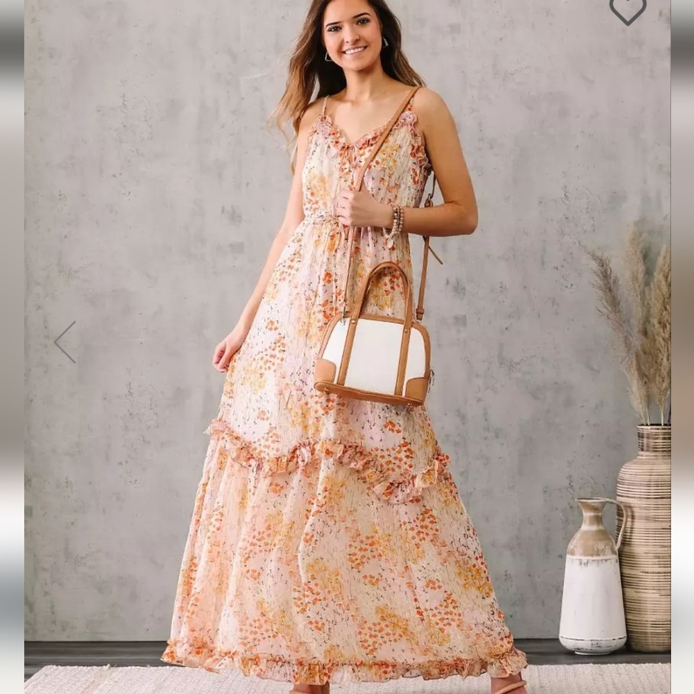 NWOT June and Hudson Romantic Ruffle Tier Cottage Garden floral dress